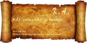 Káposztás Andor névjegykártya