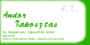 andor kaposztas business card